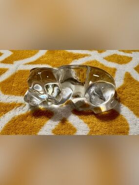 Clear Glass Puppy Figurine 4 in Long Decorative Animal Theme